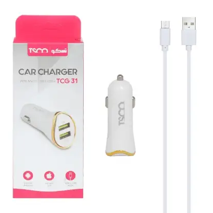 نمایش جزئیات شارژر فندکی دوپورت تسکو مدل TCG 31 به همراه کابل Micro-USB