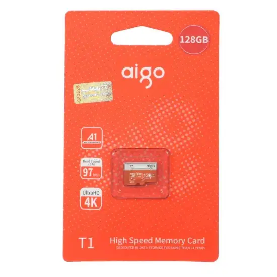 تصویر کارت حافظه microSDXC ایگو مدل T1 کلاس 10 استاندارد UHS-I U3 سرعت 97MBps ظرفیت 128 گیگابایت