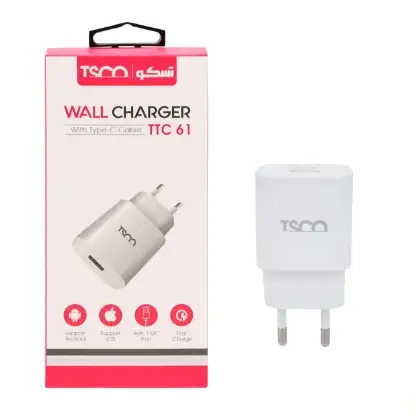 نمایش جزئیات شارژر دیواری تسکو مدل TTC61 به همراه کابل تبدیل USB-C