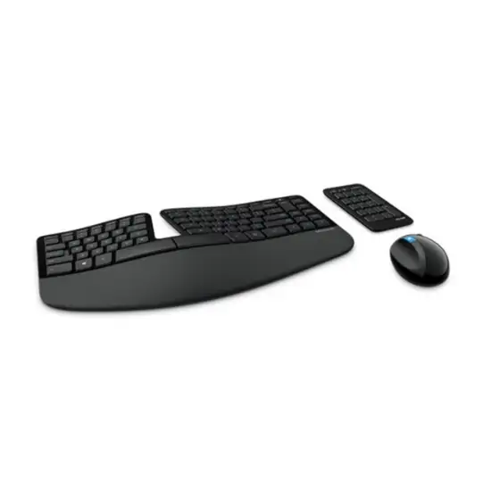 تصویر کیبورد و ماوس بی‌سیم مایکروسافت مدل Sculpt Ergonomic Desktop