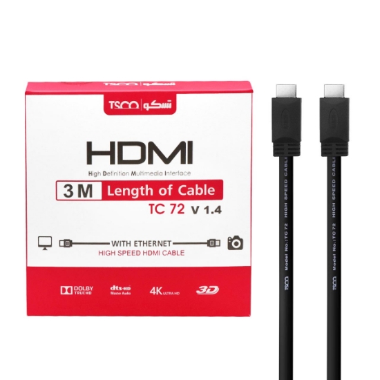 تصویر کابل HDMI تسکو ورژن 1.4مدل TC 72 به طول 3 متر