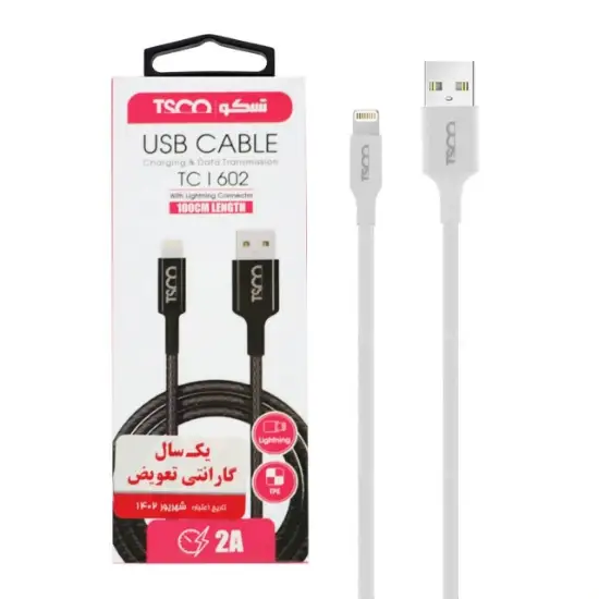 تصویر کابل تبدیل USB به لایتنینگ تسکو مدل TC i602 طول 1 متر