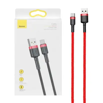 نمایش جزئیات کابل تبدیل USB به USB-C باسئوس مدل CATKLF-U91 طول 3 متر