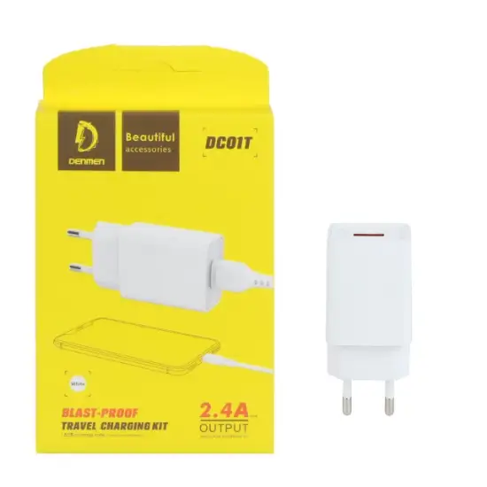 تصویر شارژر دیواری دنمن مدل DC01T به همراه کابل تبدیل usb-C