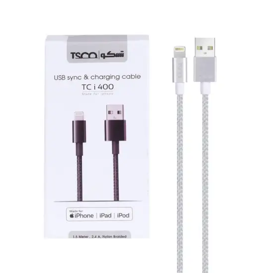 تصویر کابل تبدیل USB به لایتنینگ تسکو مدل TC i400 طول 1.5 متر