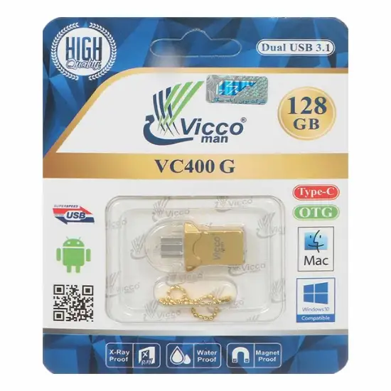 تصویر فلش مموری ویکومن مدل VC400 G Dual USB3.1 Type-c OTG ظرفیت 128 گیگابایت