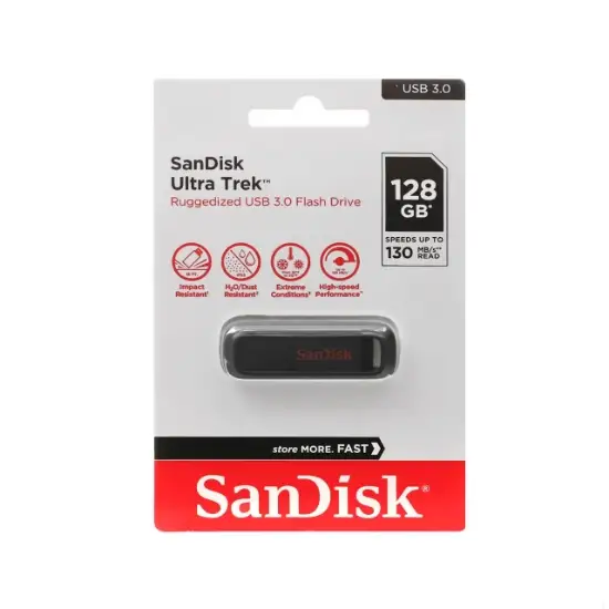 تصویر فلش مموری سن دیسک مدل Ultra Trek cz490 ظرفیت 128 گیگابایت