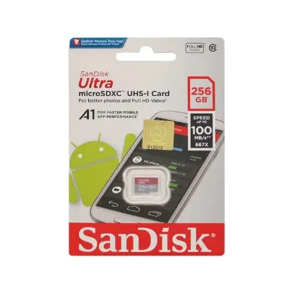 نمایش جزئیات کارت حافظه SDXC سن دیسک مدل Ultra کلاس 10 استاندارد UHS-I U1 سرعت 120MBps ظرفیت 256 گیگابایت