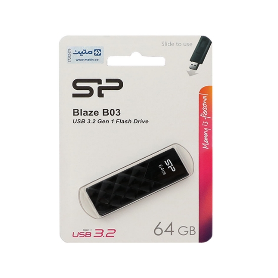 تصویر فلش مموری سیلیکون پاور مدل Blaze B03 USB 3.2 ظرفیت 64 گیگابایت