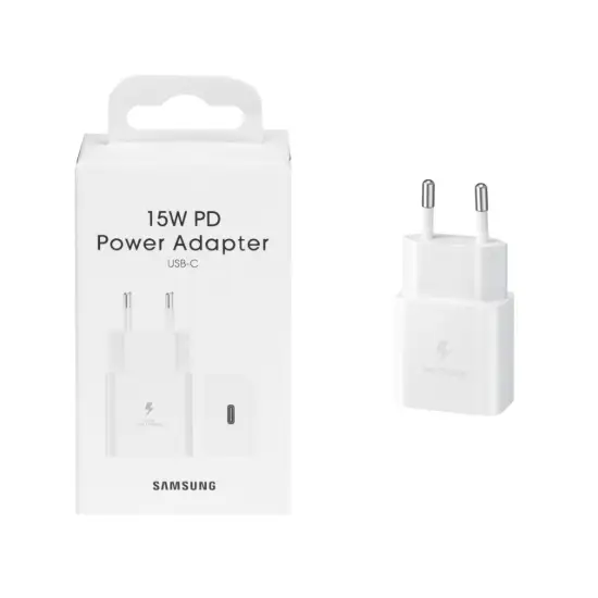 تصویر شارژر دیواری 15 وات دو پین سامسونگ با پورت USB-C