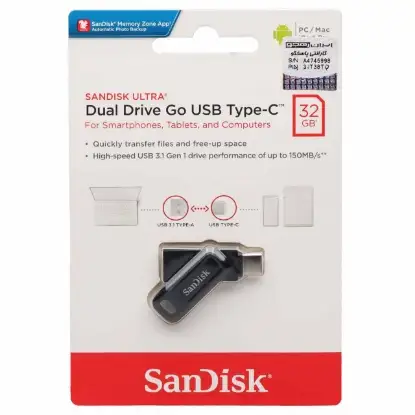 تصویر فلش مموری سن دیسک مدل Ultra Dual Drive Go USB Type-C ظرفیت 32 گیگابایت