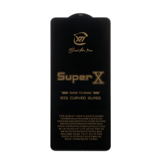 تصویر گلس گوشی Full Cover Super X برای Mi 10 pro 5G / Samsung A80 / A90 / note11pro / note11proplus / poco f3 / poco f3-GT / X4pro / Mi11i / Mi10t
