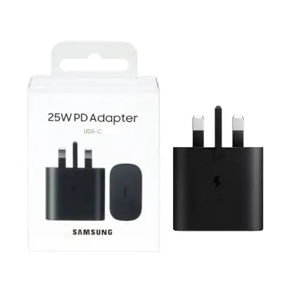 نمایش جزئیات شارژر دیواری 25 وات فست شارژ سه پین PD و تک پورت سامسونگ USB-C