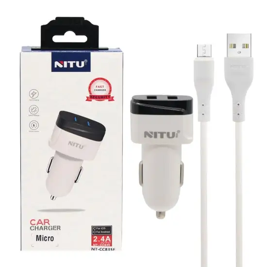 تصویر  شارژر فندکی 12وات  دو پورت نیتو مدل NT-CC835F به همراه کابل شارژ اندروید