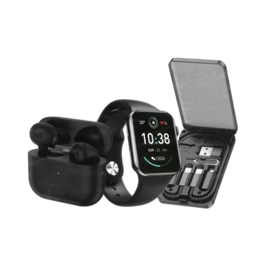 تصویر پک 3 در 1 گرین لاین مدل Ultimate Combo دارای ساعت هوشمند و ایرفون و جعبه چند منظوره مسافرتی