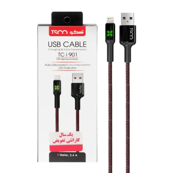 تصویر کابل تبدیل USB به لایتنینگ تسکو مدل TC i901 طول 1 متر