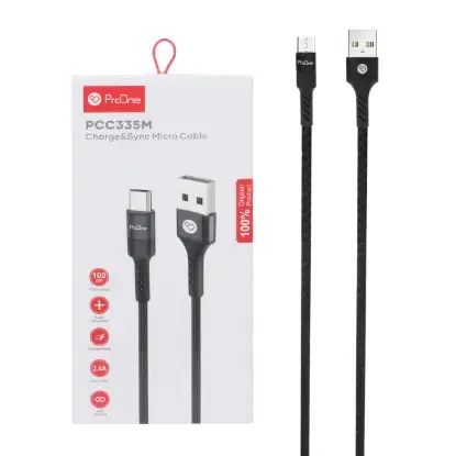 نمایش جزئیات کابل تبدیل USB به microUSB پرووان مدل PCC335M طول 1 متر