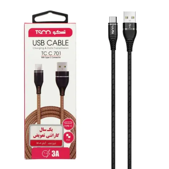 تصویر کابل تبدیلUSBبه USB-C فست شارژ تسکو مدل TC C 701