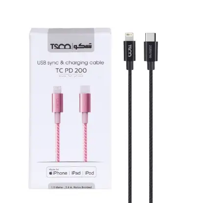 نمایش جزئیات کابل تبدیل USB به لایتنینگ فست شارژ تسکو مدل TC-PD200 طول 1.5 متر