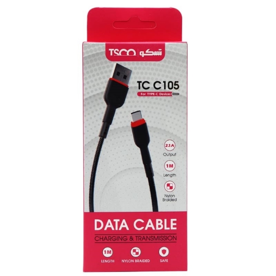 تصویر کابل تبدیل USB به USB-C تسکو مدل TCC105 طول 1 متر
