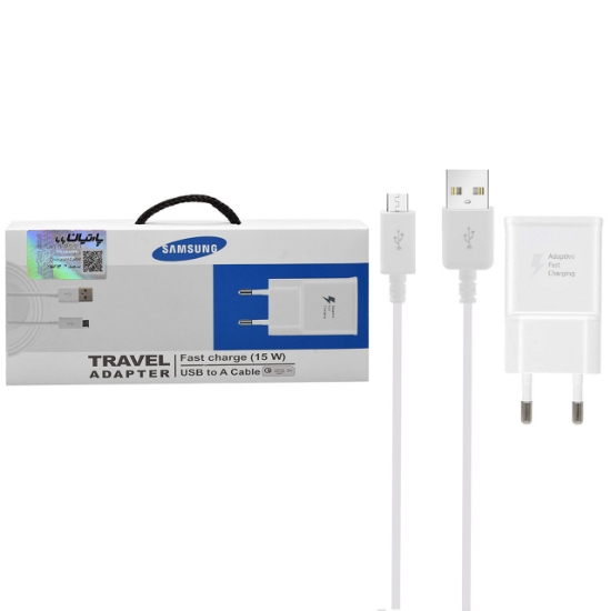 تصویر شارژر دیواری فست شارژ سامسونگ مدل EP-TA200 همراه کابل Micro-USB