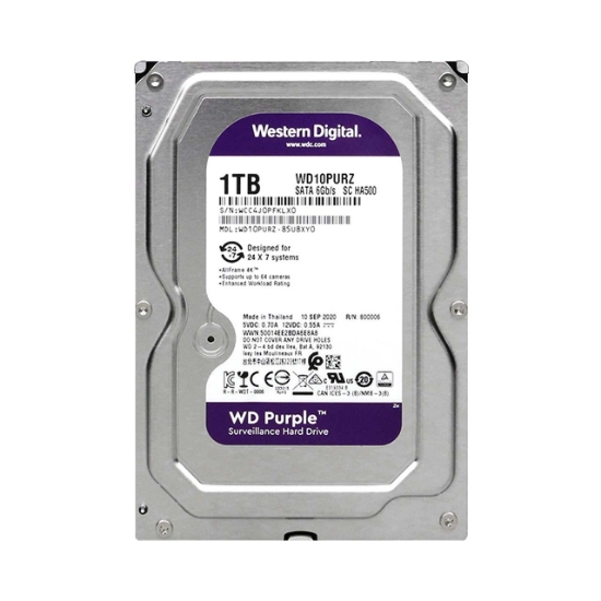 خرید و قیمت هارد دیسک اینترنال وسترن دیجیتال ظرفیت 1 ترابایت مدل WD Purple-WD10PURZ