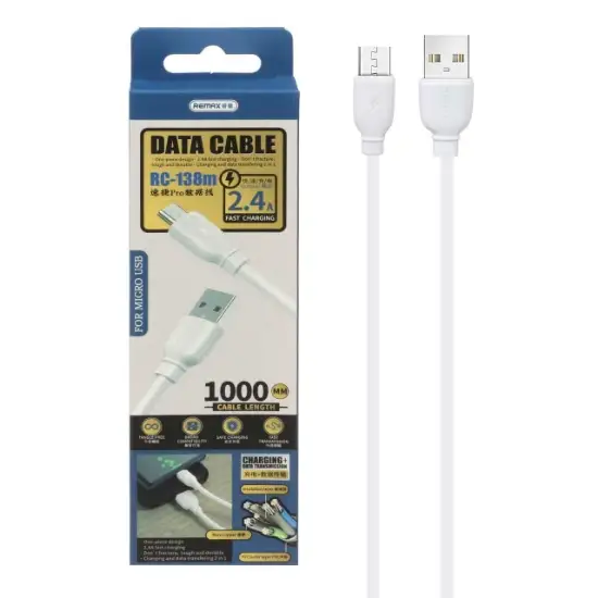 تصویر کابل تبدیل USB به MICRO-USB ریمکس مدل RC-138m طول 1متر