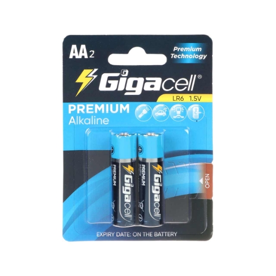 تصویر باتری قلمی گیگاسل مدل Premium Alkaline LR6- بسته 2 عددی