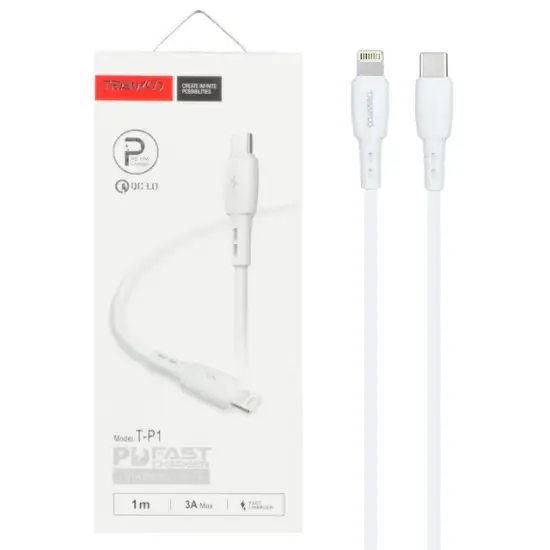 تصویر کابل تبدیل type-c به لایتنینگ ترانیو مدل T-P1 طول 1متر