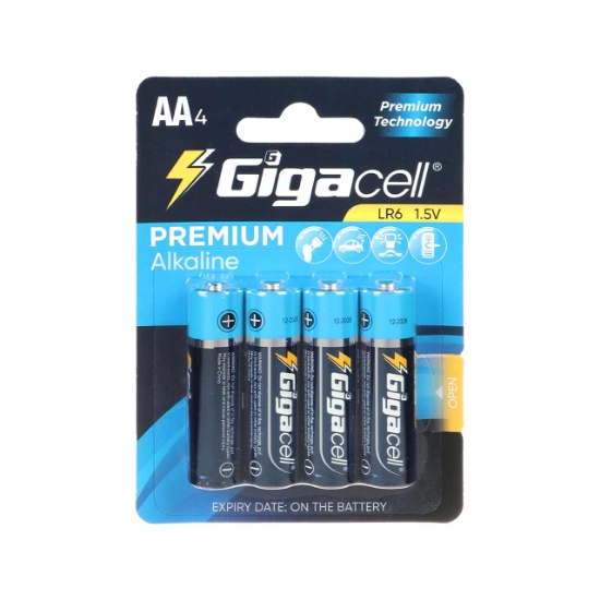 تصویر باتری قلمی گیگاسل مدل Premium Alkaline LR6 بسته 4 عددی