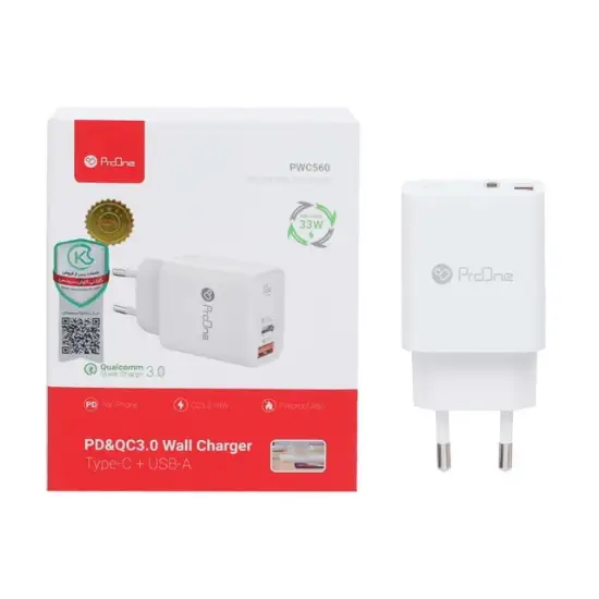 تصویر شارژر دیواری 33 وات پرووان مدل PWC560