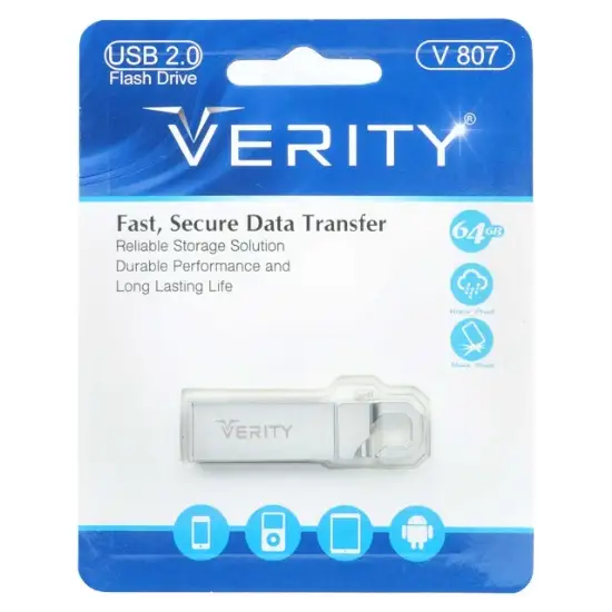 تصویر فلش مموری وریتی مدل V807 USB2.0 ظرفیت 64 گیگابایت