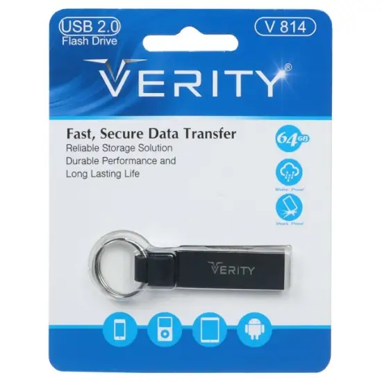 تصویر فلش مموری وریتی مدل V814 USB 2.0 ظرفیت 64 گیگابایت