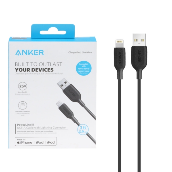 تصویر کابل تبدیل USB به لایتنینگ انکر مدل Anker PowerLine A8812 طول 0.90 متر