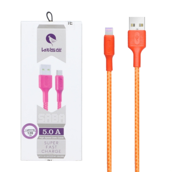 تصویر کابل تبدیل فست شارژ USB به لایتنینگ شی کاریزما  مدل Saba به طول 1.2 متر
