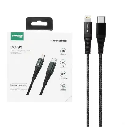 نمایش جزئیات کابل تبدیل USB-C به لایتنینگ دینلاین مدل DC-99 طول 1 متر