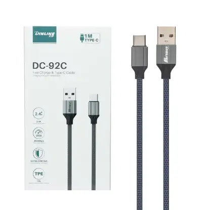 نمایش جزئیات کابل تبدیل USB به USB-C دینلاین مدل DC-92C طول 1 متر