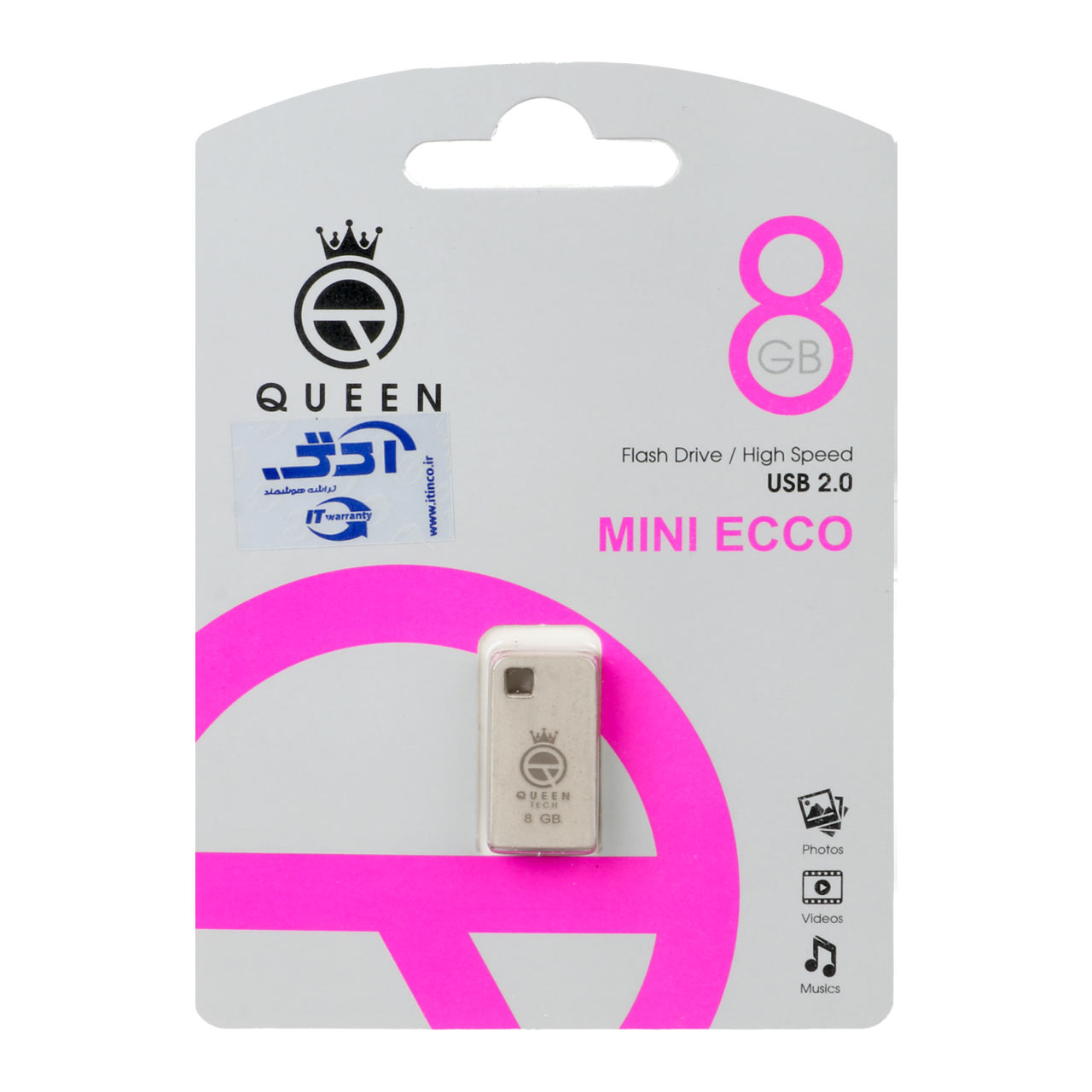 فلش مموری کوئین تک مدل Mini Ecco USB2.0 ظرفیت 8 گیگابایت