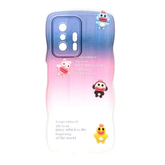 تصویر قاب گوشی کنگره ای دو رنگ عروسک برجسته برای Xiaomi Mi 11T / Mi 11T Pro - طرح 65