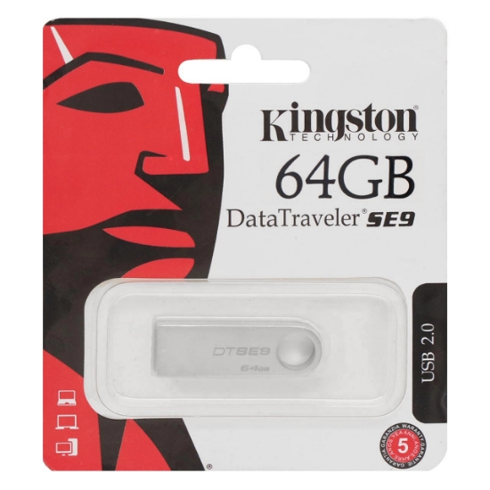 تصویر فلش مموری کینگ استون مدل Data Traveler SE9 USB2.0 ظرفیت 64 گیگابایت