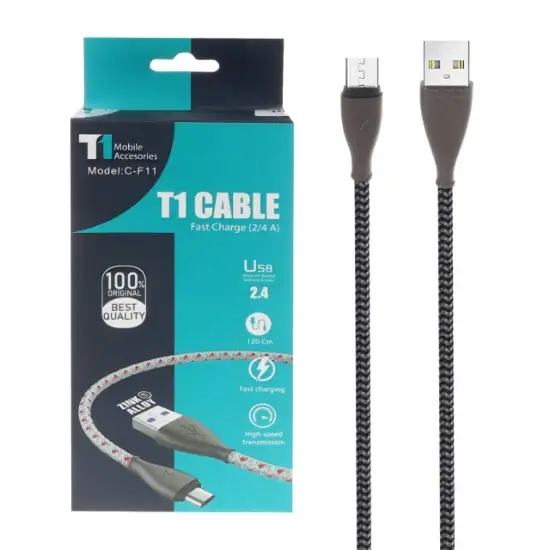 تصویر کابل تبدیل USB به microUSB تی وان مدل C-F11 طول 1.2 متر