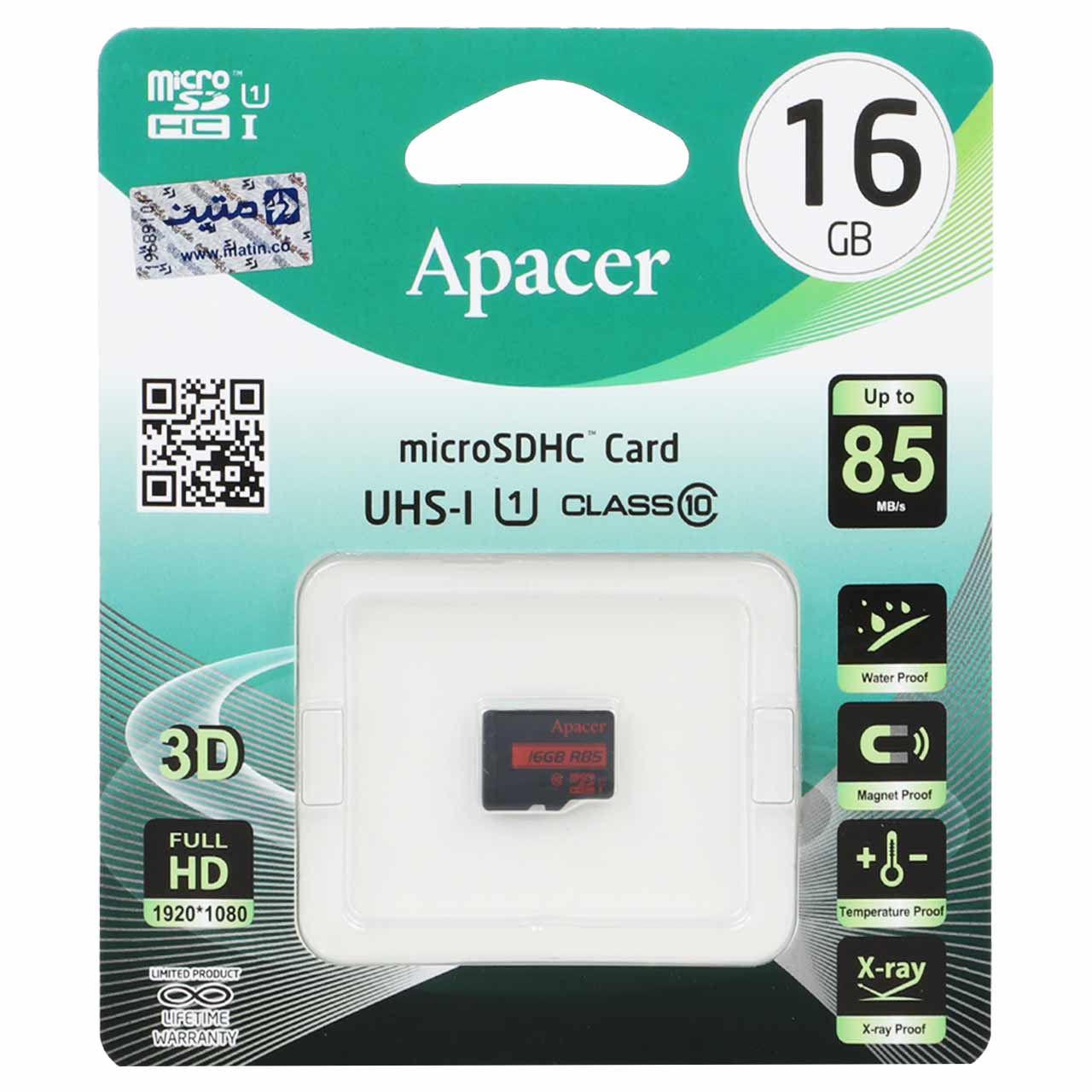 کارت حافظه microSDHC اپیسر مدل U1 سرعت 85MB/S ظرفیت 16 گیگابایت