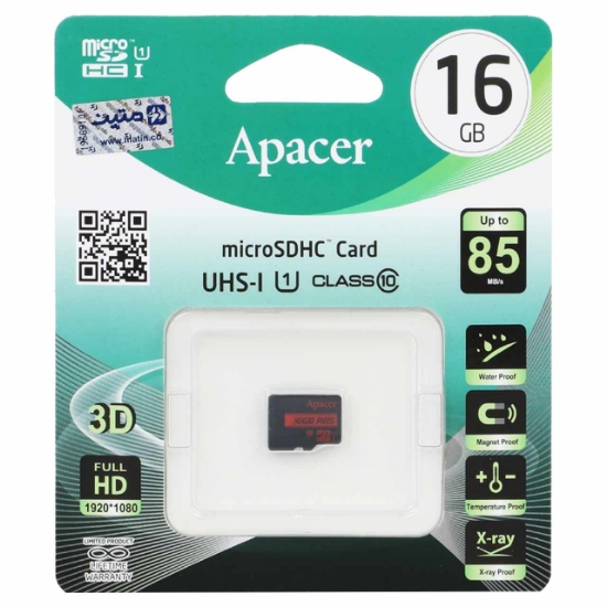 تصویر کارت حافظه microSDHC اپیسر مدل U1 سرعت 85MB/S ظرفیت 16 گیگابایت