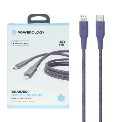 تصویر کابل تبدیل USB-C به لایتنینگ فست و PD پاورولوژی مدل P23BRCL2PU طول 2 متر