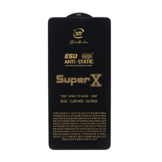 تصویر گلس گوشی آنتی استاتیک Full Cover Super X برای Xiaomi Poco X5 Pro / Redmi Note 12 Pro 5G / Redmi Note 12 Pro Plus / Poco F5 Pro / Mi 11T