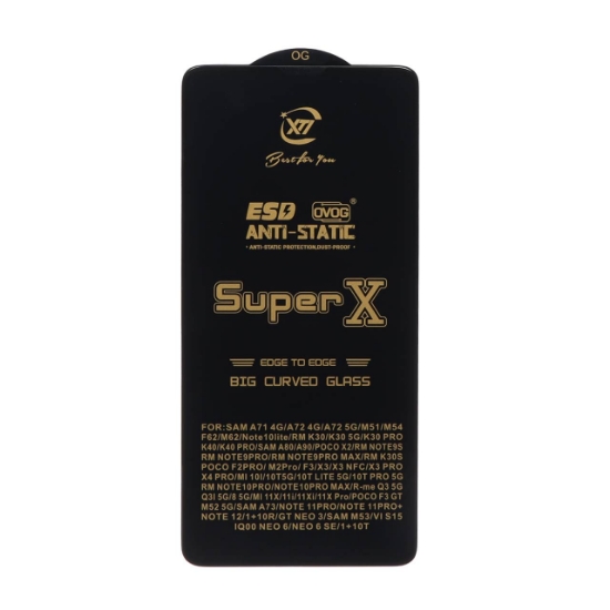 تصویر گلس گوشی آنتی استاتیک Full Cover Super X برای Xiaomi Redmi Note 12 4G / Poco X5 / Mi 10T / Mi 10T Pro / Poco X3 / Poco X3 Pro