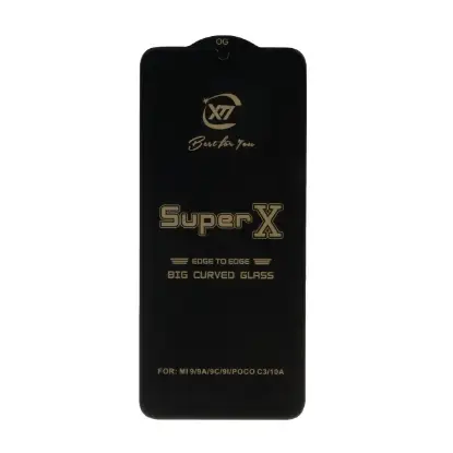 نمایش جزئیات گلس گوشی درجه یک Full Cover Super X برای Xiaomi Redmi 9A / 9C / Mi9 / 9i / C3 / C31 / 10A