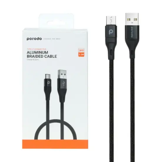 تصویر کابل USB-C به USB-C پرودو مدل  PD-CCBR22-BK طول 2.2 متر