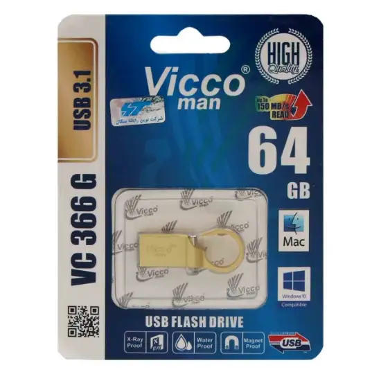 تصویر فلش مموری ویکومن مدل USB3.1 VC366 G ظرفیت 64 گیگابایت