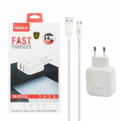 نمایش جزئیات شارژر دیواری هیسکا مدل H-111Q به همراه کابل تبدیل USB-C